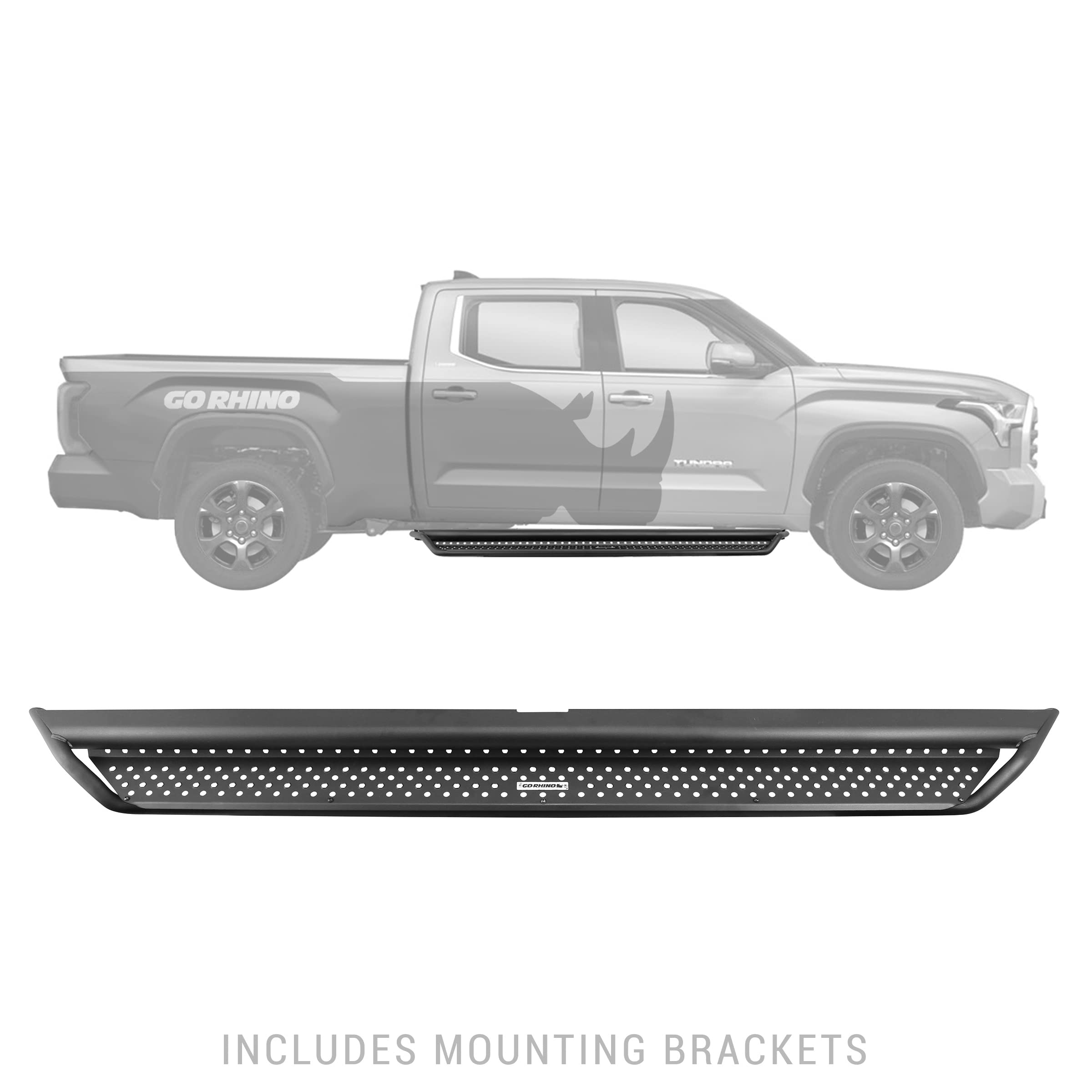 Dominator Xtreme D1 Sidestep & Brackets Go Rhino | Mild Steel, Textured Black | D14439T | Fits 2023-2024 Toyota Sequoia