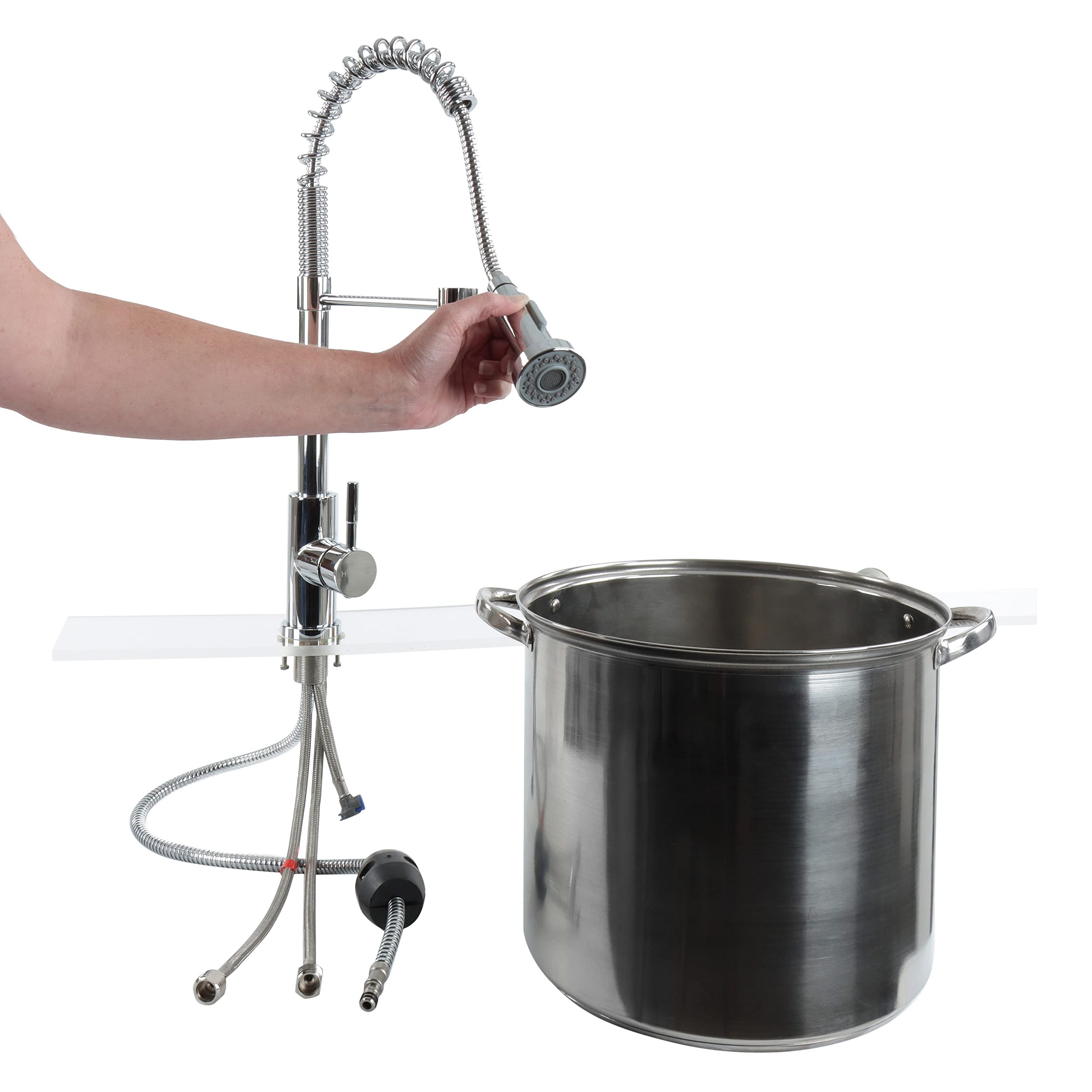 Pull Down Kitchen Faucet Empire with Sprayer - Chrome Kitchen Sink Faucet with Optional Hole Covering Deck Plate