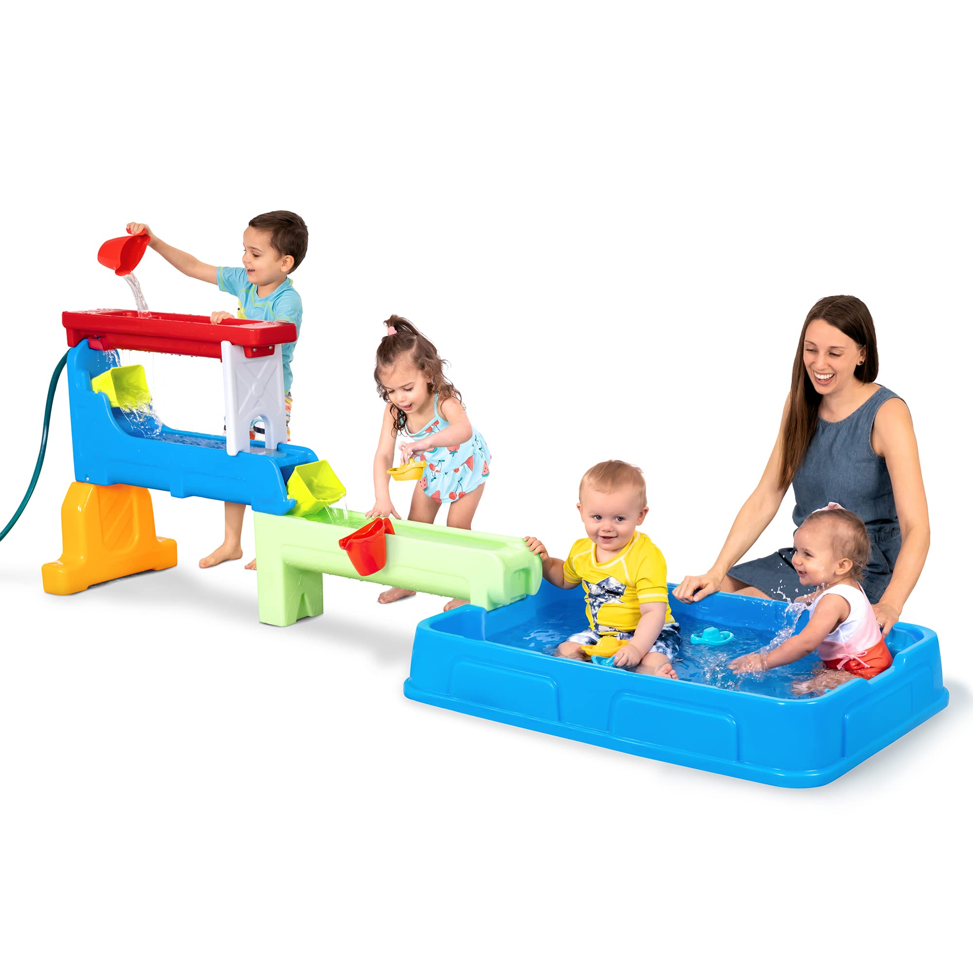 Raindrop Falls Simplay3 Water Table and Splash Kiddie Pool for Toddlers and Kids, 9 Water Play Table Accessories