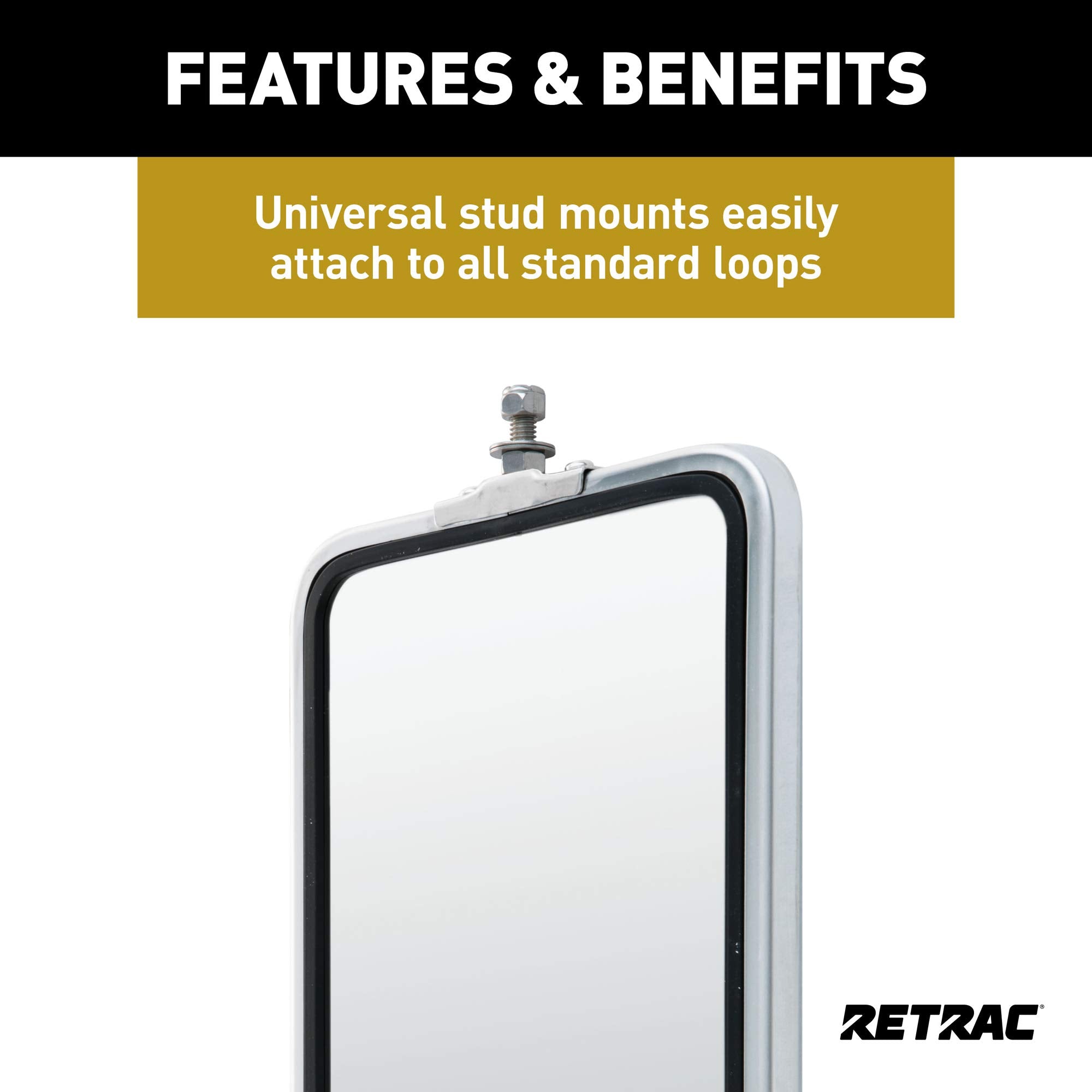 601272 RETRAC 7 x 16-Inch Stainless Steel Rounded Angle-Back West Coast Mirror Head, Universal Driver or Passenger Side