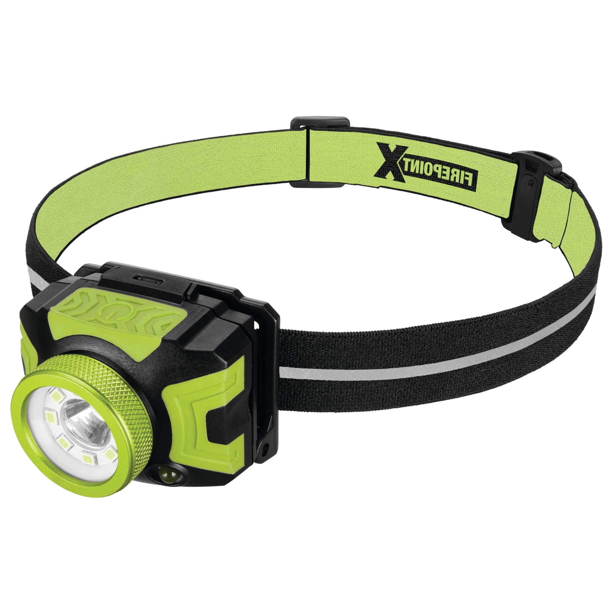 W2621 Performance Tool 500+LM Firepoint Dual-Power LED Headlamp - Adjustable Strap, UV Light, Spotlight, Area Light, Li-Ion, Green/Black