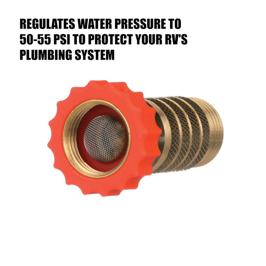 Valterra Hi-Flow RV Water Regulator, Lead-Free Brass Water Regulator for Camper, Trailer, RV Plumbing System, 50-55 psi