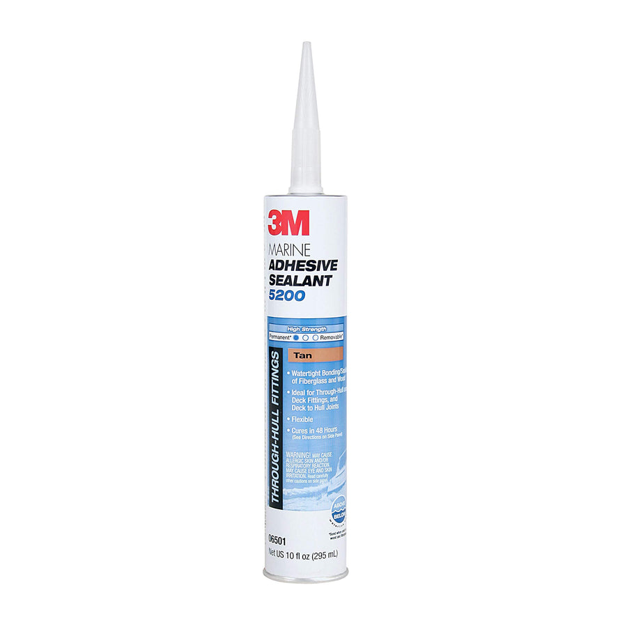 3M Marine Sealant Adhesive 5200 (06501) Permanent Bonding and Sealing for Boats and RVs Above and Below the Waterline Waterproof Repair, Tan, 10 fl oz Cartridge