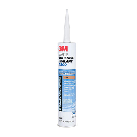 3M Marine Sealant Adhesive 5200 (06501) Permanent Bonding and Sealing for Boats and RVs Above and Below the Waterline Waterproof Repair, Tan, 10 fl oz Cartridge