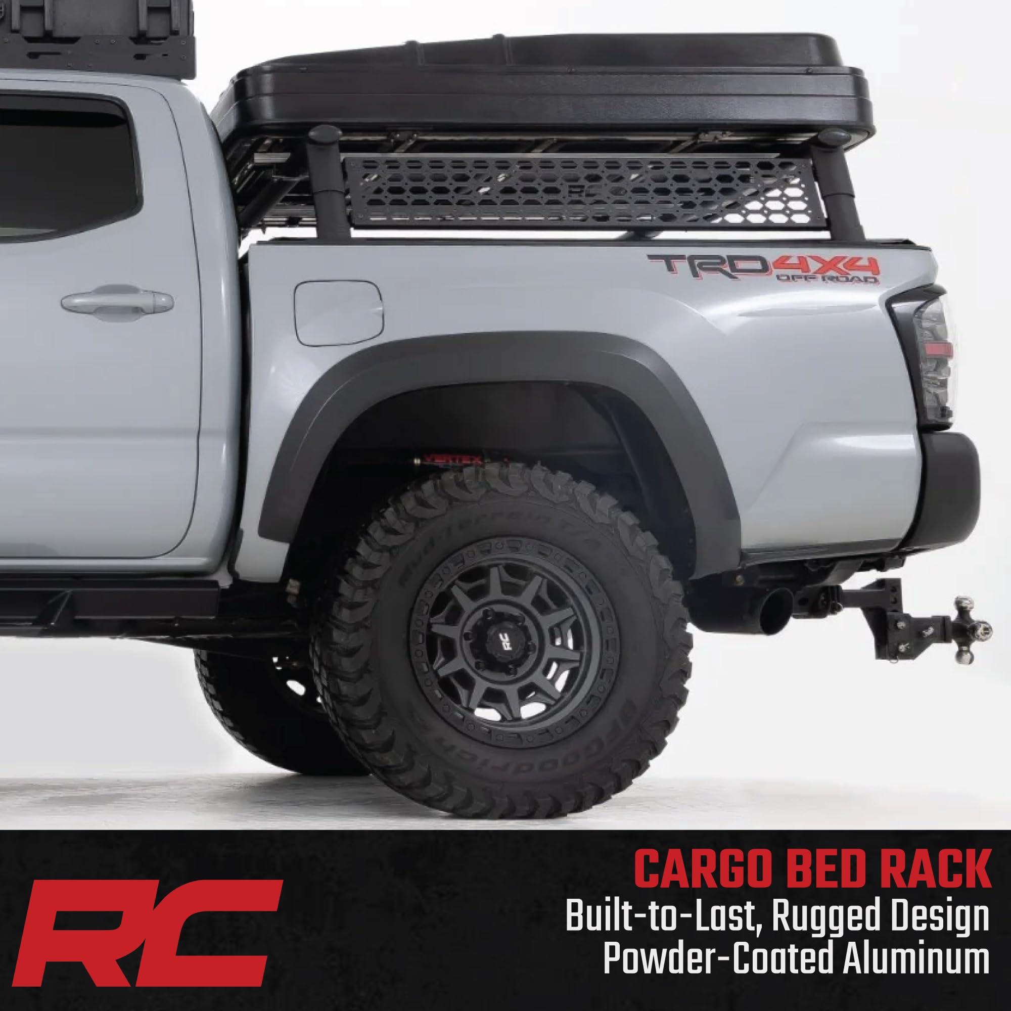 Rough Country Half-Height Bed Rack for Tacoma Toyota (2005-2023) - Modular Aluminum Truck Rack for Bikes, Tools, Camping & Recovery Gear