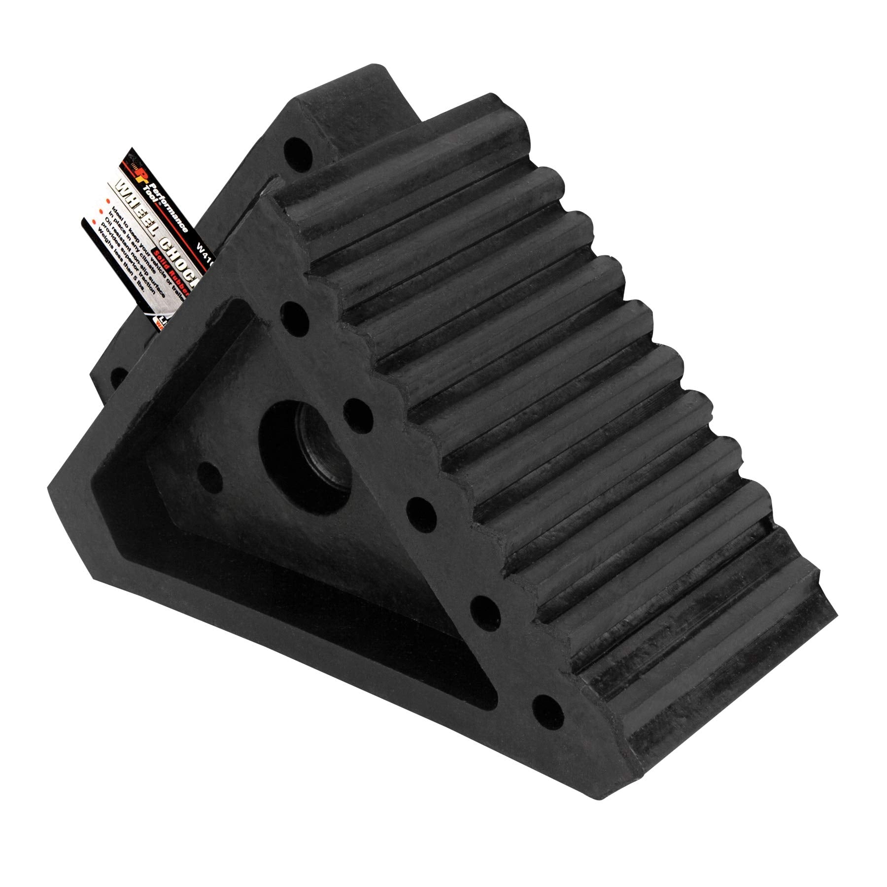 All Weather Performance Tool W41001 Oil Resistant Solid Rubber Wheel Chock for Car, Travel Trailers, RV, Truck, and ATV