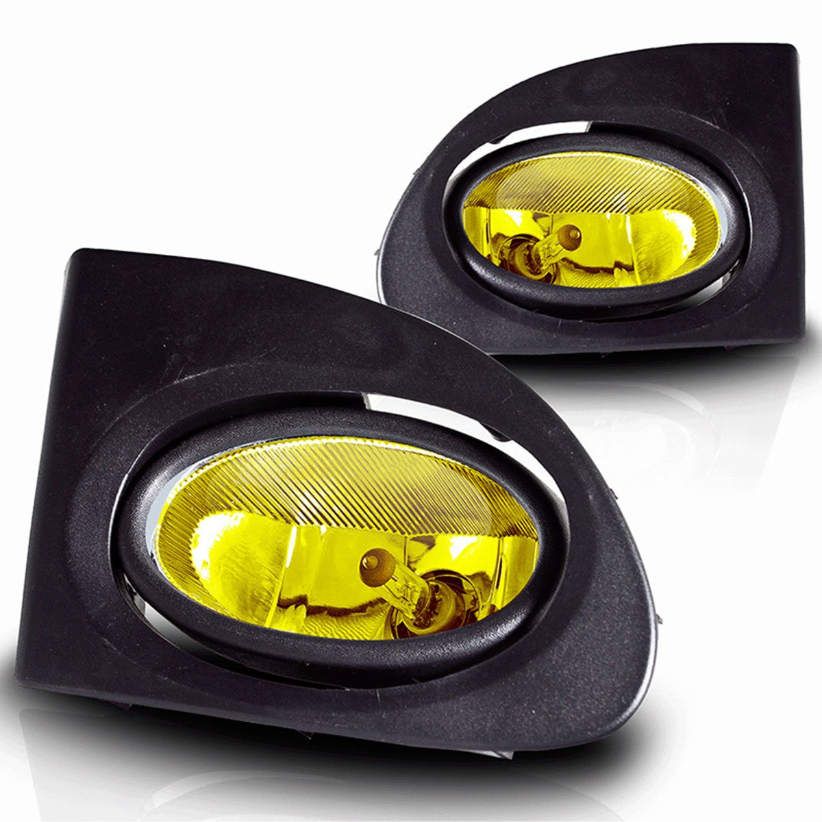 Fog Lights Winjet Compatible With 2002-2005 Honda Civic | Polycarbonate Resin Yellow Wiring Kit Foglight Foglamp Lamps | 2003 2004