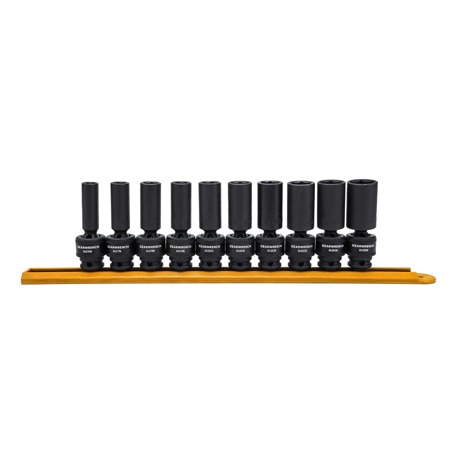 10 Pc. GEARWRENCH 3/8 Inch Drive 6 Pt. Deep Universal Impact Socket Set, Metric - 84924N