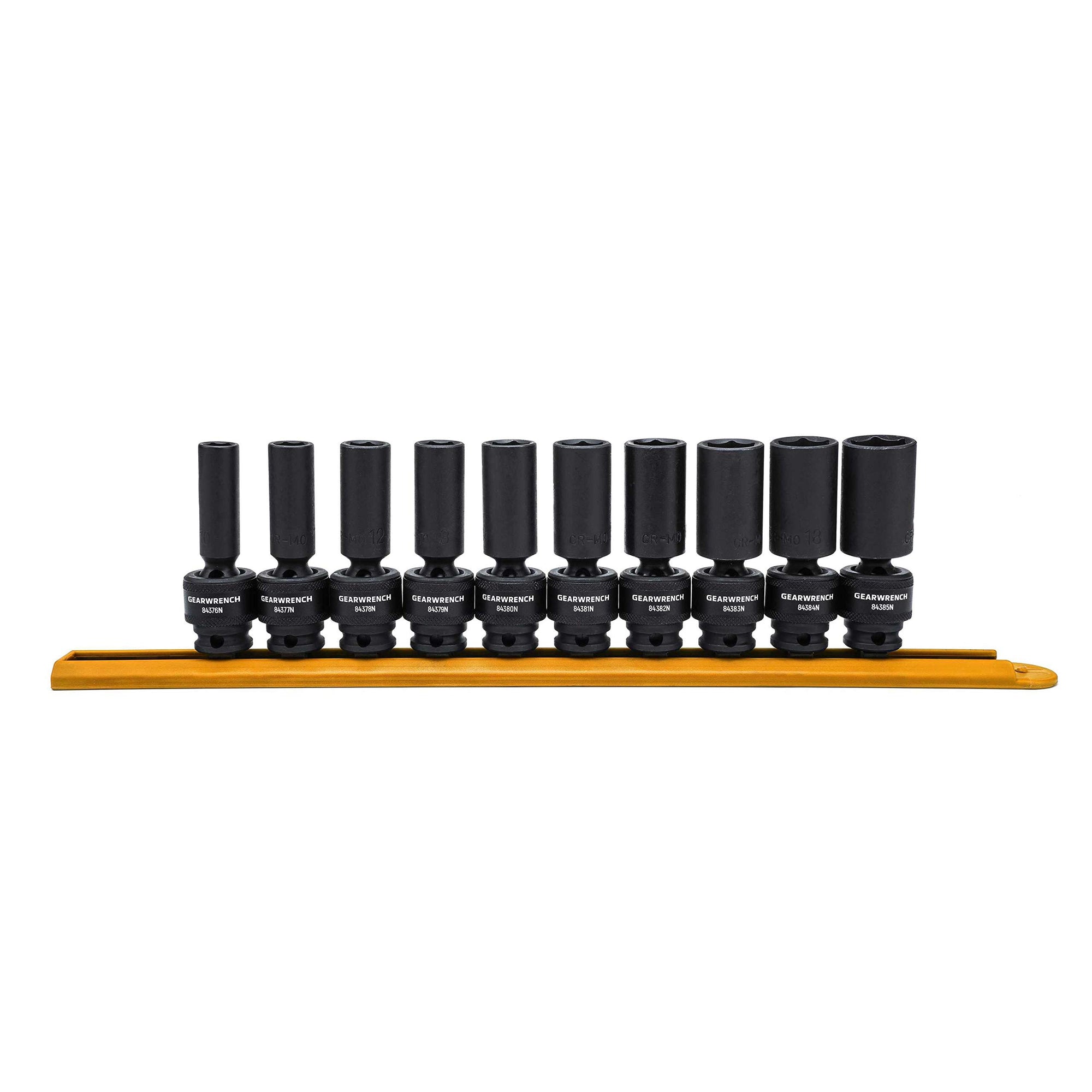 10 Pc. GEARWRENCH 3/8 Inch Drive 6 Pt. Deep Universal Impact Socket Set, Metric - 84924N