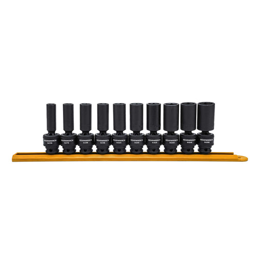 10 Pc. GEARWRENCH 3/8 Inch Drive 6 Pt. Deep Universal Impact Socket Set, Metric - 84924N