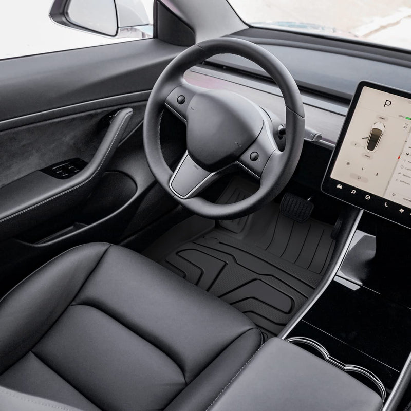 All-Weather TPE Rubber Floor Liners Mats Spec-D Tuning Compatible with 2017-2022 Tesla Model 3, 3PC