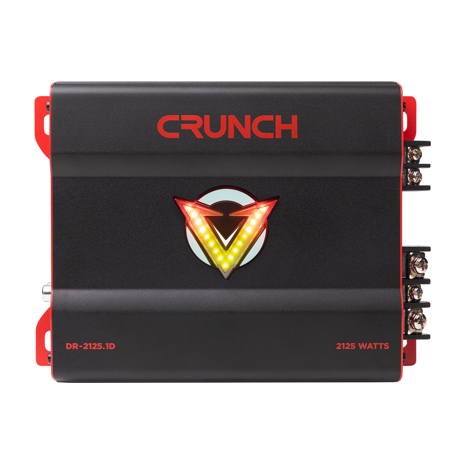 Crunch V-Drive 2125W Mono Block Subwoofer Car Audio Amplifier - Class D, LED VU-Meter, QTD Cooling, Adjustable Crossovers, Bass Remote, PWM Power Supply