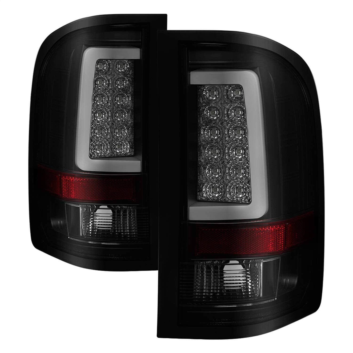 Chevy Silverado 07-13 Spyder Auto 5084095 ( Does Not Fit 2010 Model With Dual Reverse Socket 921 Bulb ) Version 3 Light Bar LED Tail Lights - Black Smoke