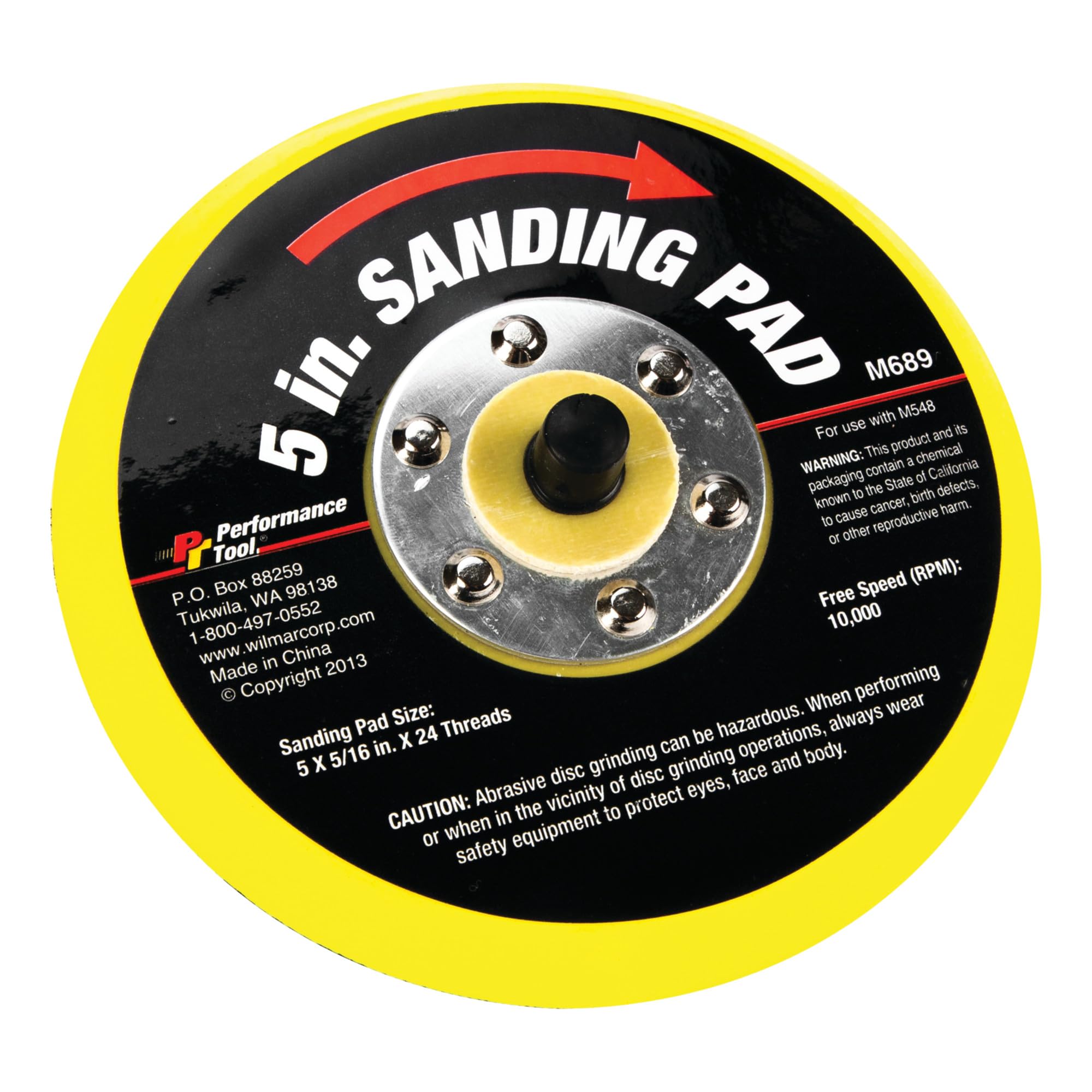 Replacement Performance Tool M689 Rubber Pad for M5485 Dual Action Sander - Tapered Lip, Fabric Lined Packing, 5/16-Inch-24 Threads