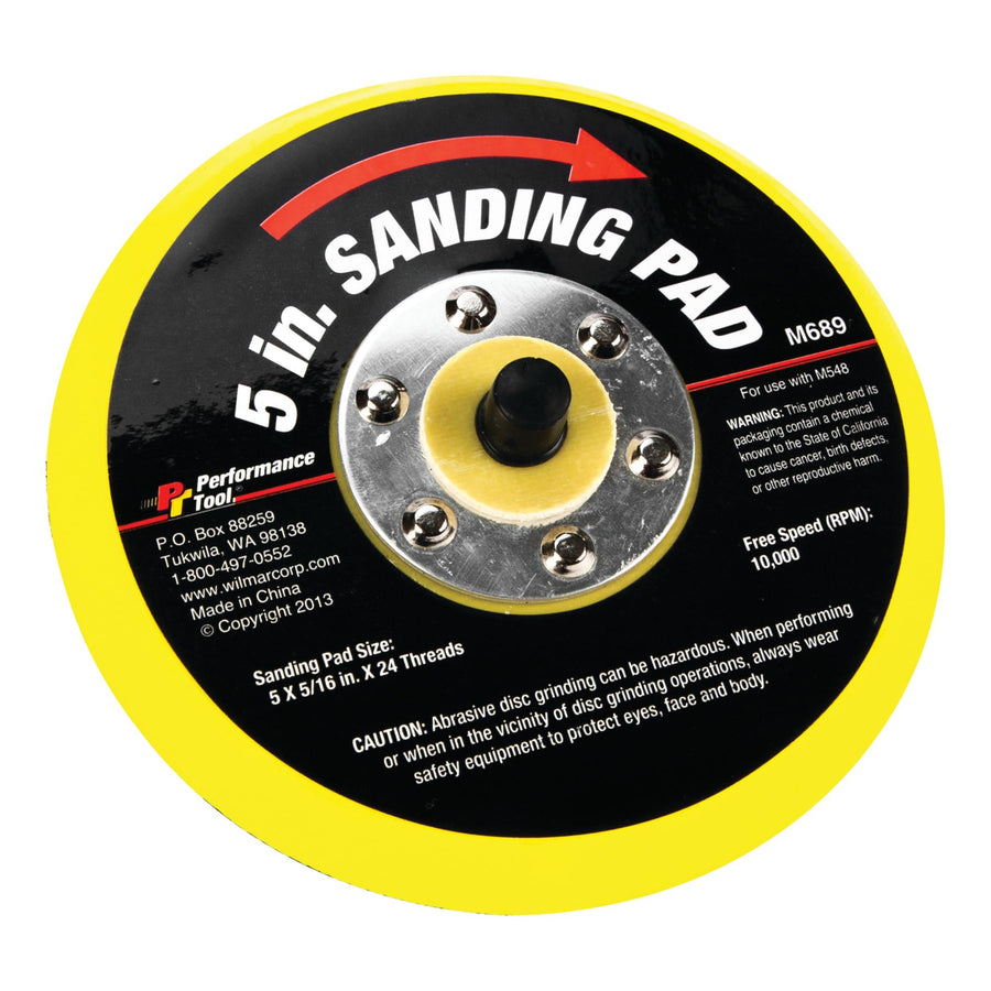 Replacement Performance Tool M689 Rubber Pad for M5485 Dual Action Sander - Tapered Lip, Fabric Lined Packing, 5/16-Inch-24 Threads