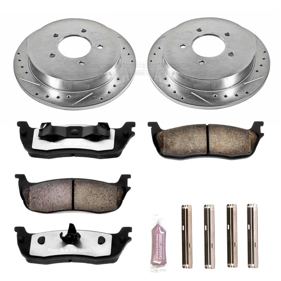 Power Stop K1872-36 Z36 Truck & Tow Rear Brake Kit, Carbon Fiber Ceramic Brake Pads and Drilled/Slotted Rotors For Ford Expedition, Ford F-150, Lincoln Navigator [Model Specific]
