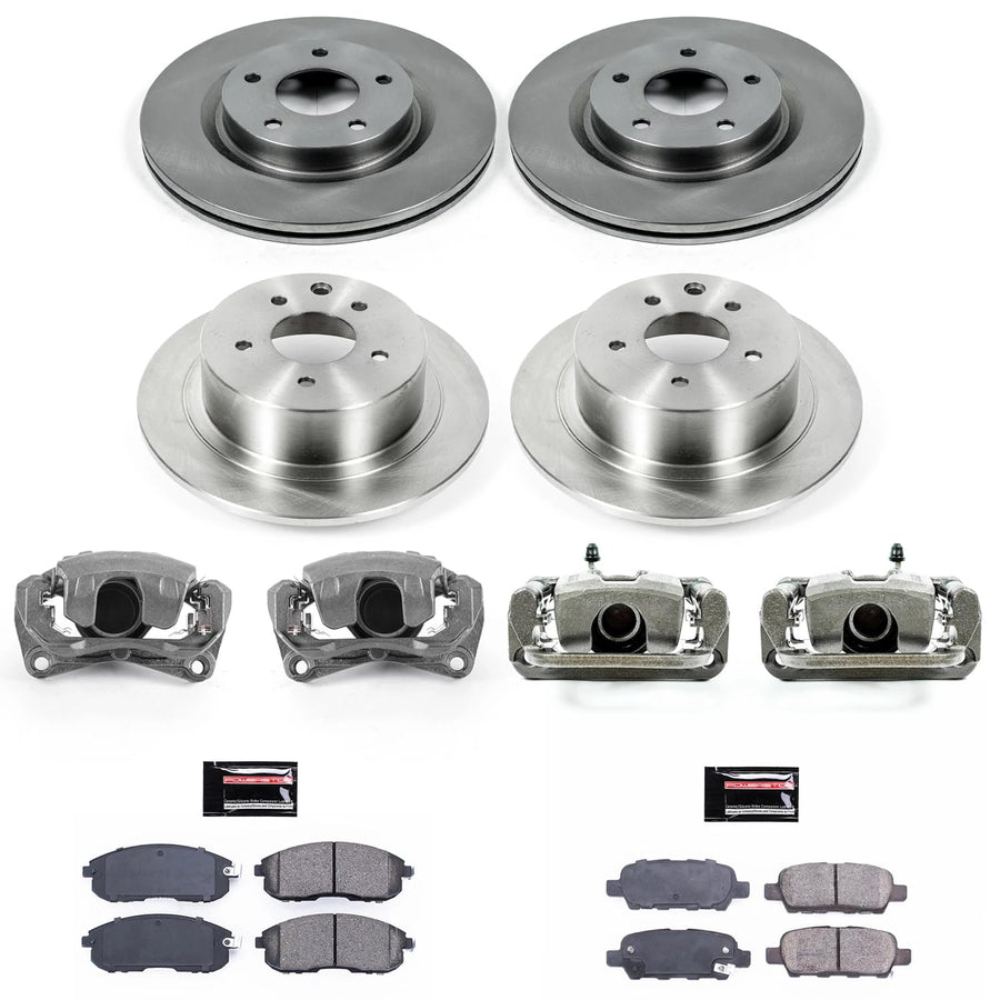 Power Stop KCOE7865 Replacement Autospeciality Front and Rear Caliper Kit- OE Rotors | Ceramic Brake Pads | Calipers For Nissan Altima 2007-2010 [Vehicle Specific]