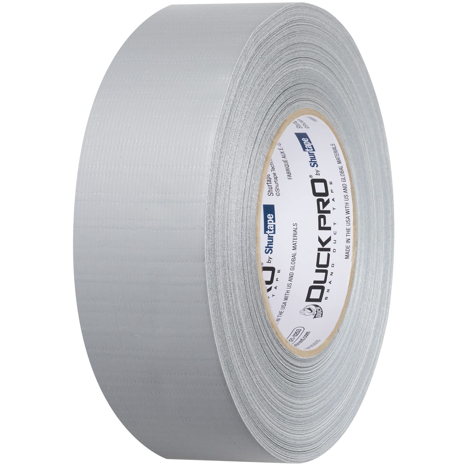 Shurtape Duck Pro Contractor Grade, Co-Extruded Cloth Duct Tape for Sealing, Seaming, Repair and Remodel, 48mm x 60yd, 10.0 mil, Silver, 1 Roll (105450)