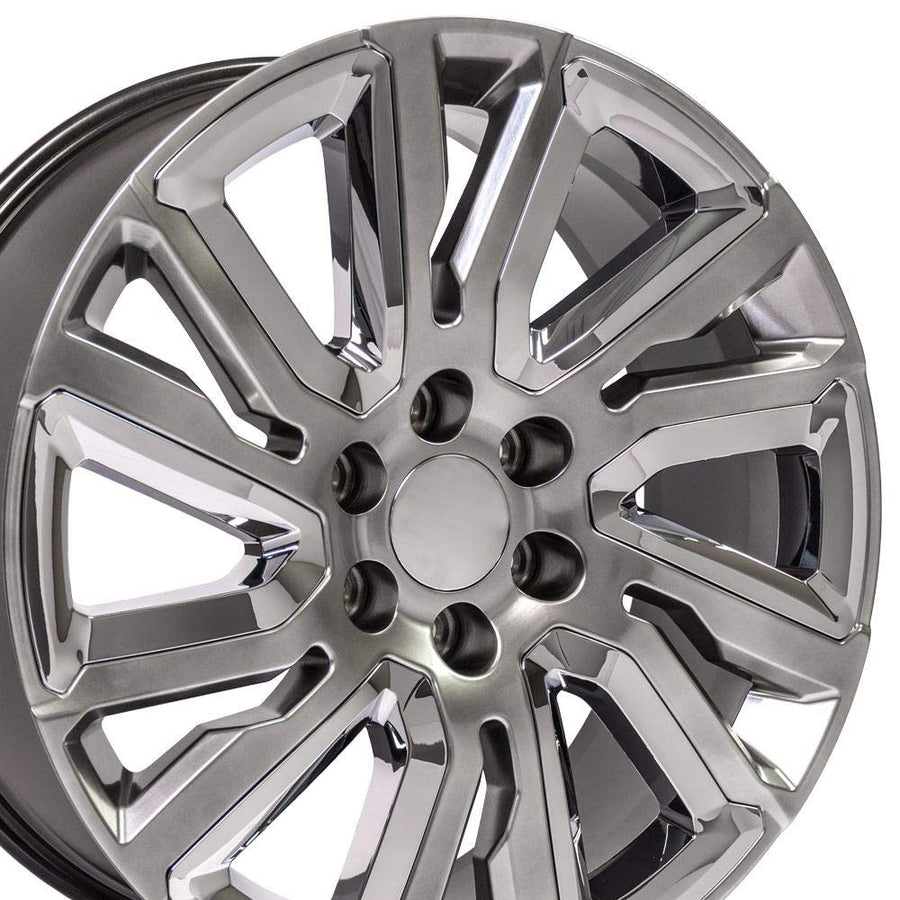 22 Inch OE Wheels CV39 Rim Fits Sierra 1500 Style 6x139.7 22x9 Gloss Hyper Black with Chrome Insert - Hollander 5907 (1)
