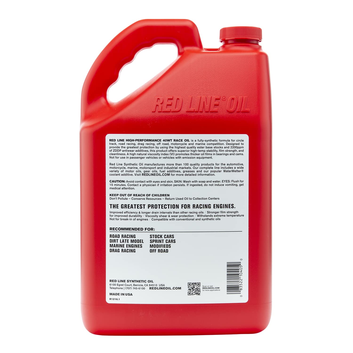 10405 Red Line 40WT Synthetic Race Motor Oil (15W40) - 1 Gallon
