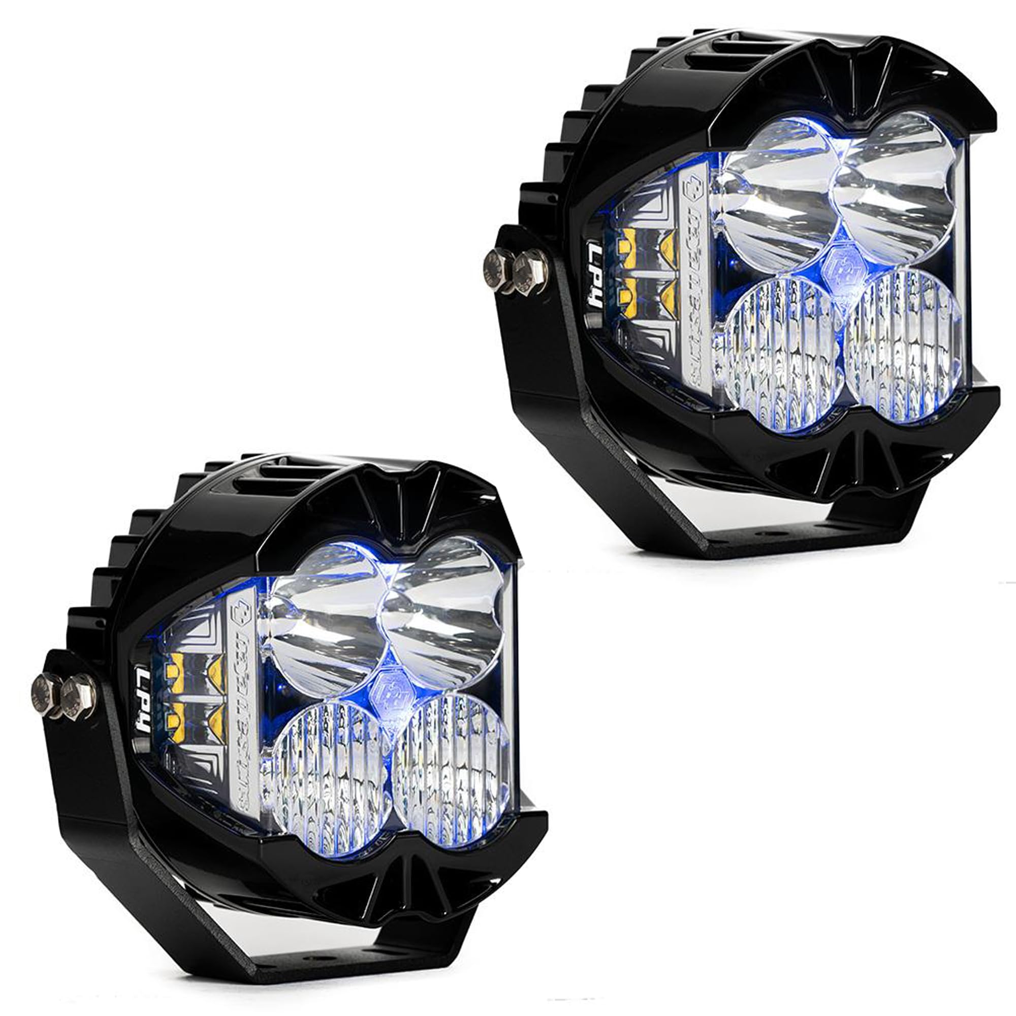 Baja Designs LP4 Pro LED Light Pair with Backlight - 2 Lights, Wiring Harness, Lifetime Protection (Driving/Combo; Blue)