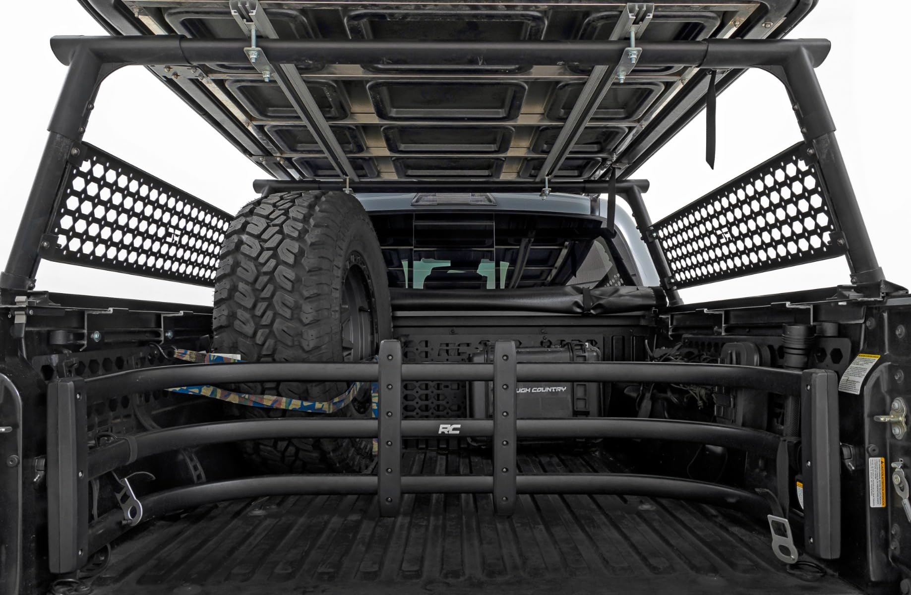 Toyota Tacoma Rough Country Bed Rack Molle Panel Kit (2005-2023) - Storage Rack for Tools, Accessories & Recovery Gear