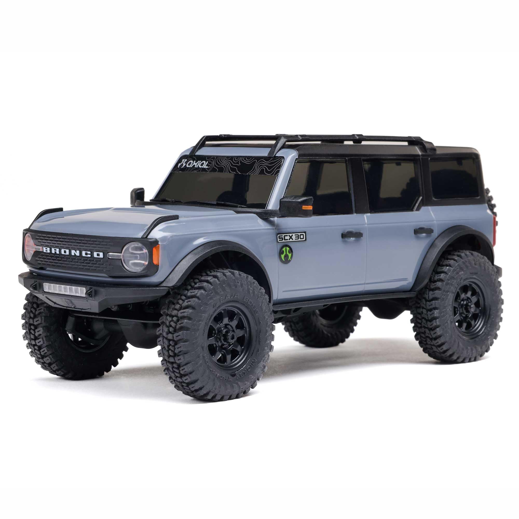 1/30 Axial SCX30 Ford Bronco 4X4 RTR Brushed Rock Crawler (Battery & Charger Included), Gray, AXI-2048T2