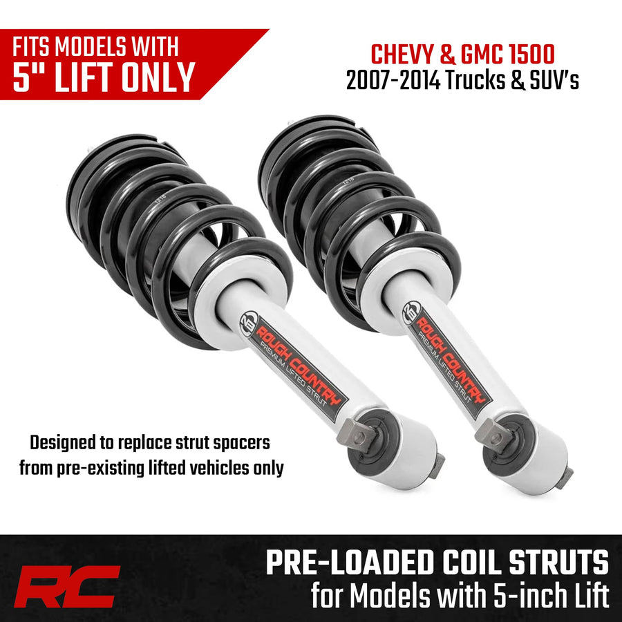 5" Rough Country Loaded N3 Lifted Struts for 2007-2013 Chevy/GMC 1500-501031