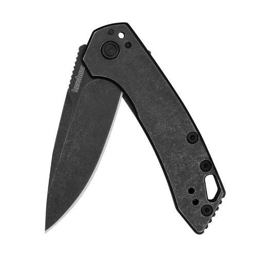 Kershaw Folding Radar Pocket Knife, 2.9 inch BlackWash Finish Blade, Black Handle, Pocketclip