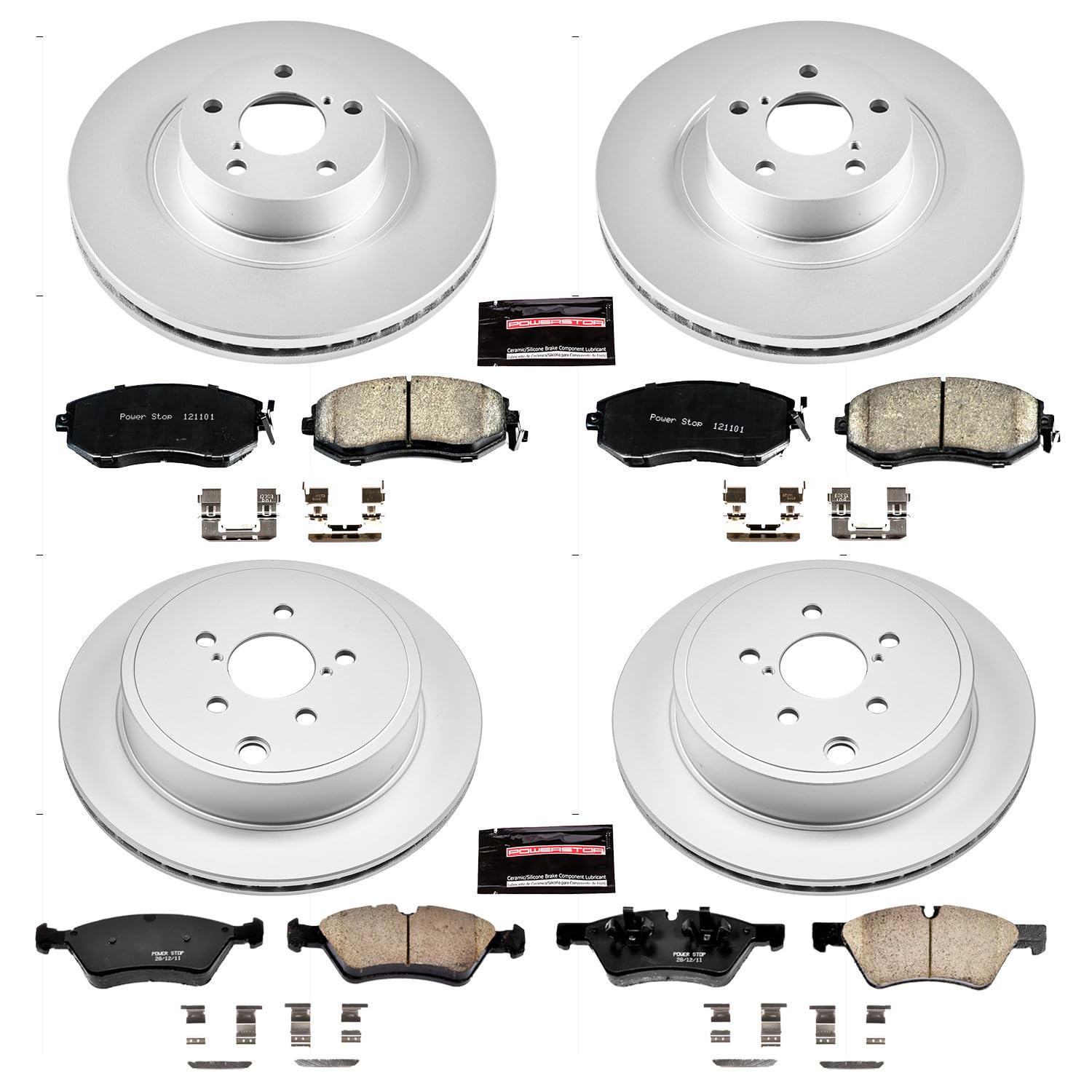 Power Stop CRK6164 Brake Rotor & Coated Ceramic Brake Pads- front & rear For Scion FR-S, Subaru BRZ, Toyota 86, Toyota GR86 [Model Specific]