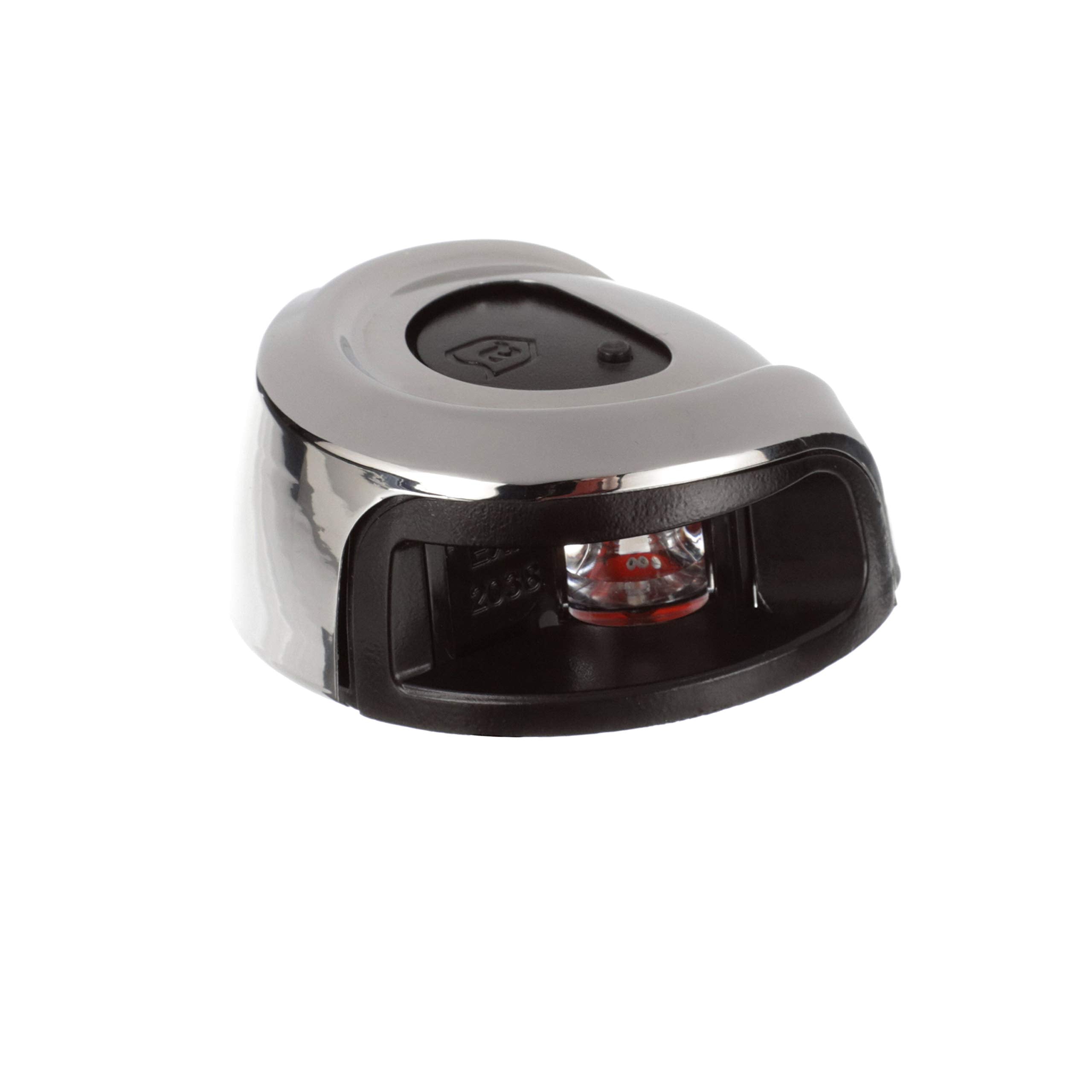 LightArmor Attwood NV2012SSR-7 2-Mile Navigation Deck Mount Sidelight, Red LED Lighting, Round Stainless Housing