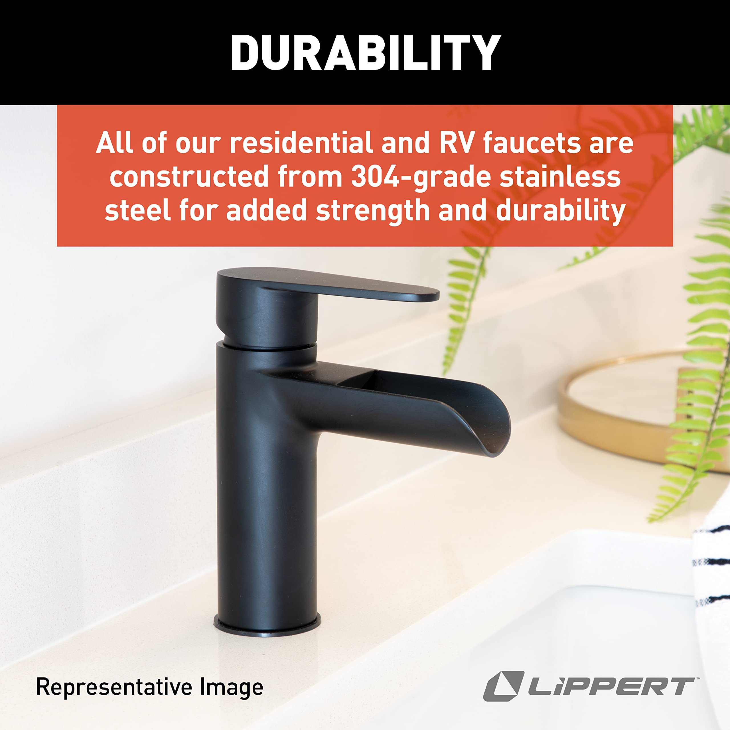 Stainless Steel Lippert Flow Max™ Waterfall Bathroom Faucet