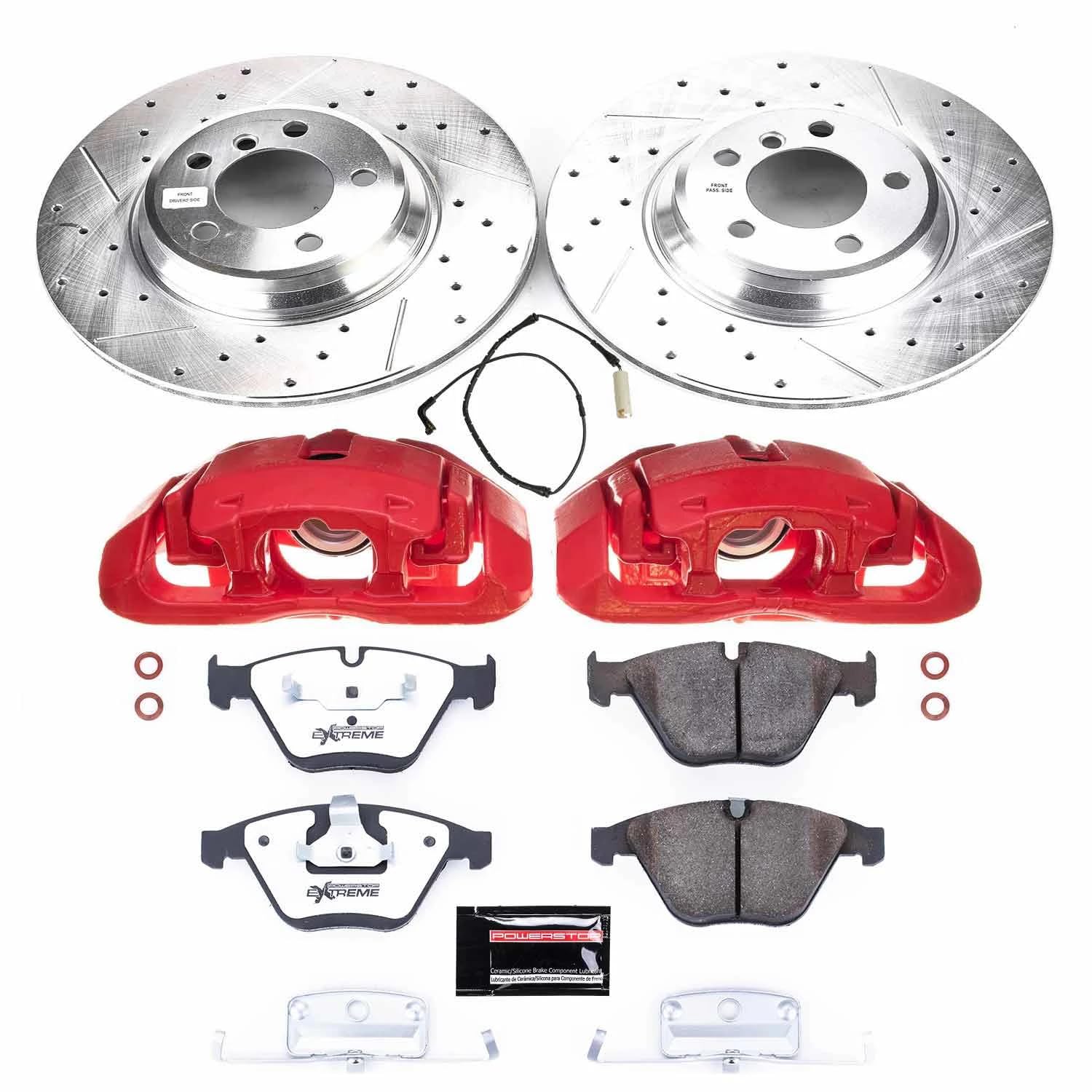 Power Stop Z26 KC2054-26, Front Caliper Kit-Drilled/Slotted Rotors, Carbon Ceramic Brake Pads, Calipers For BMW 745Li, BMW 745i, BMW 750Li, BMW 750i, BMW 760Li, BMW 760i [Model Specific]
