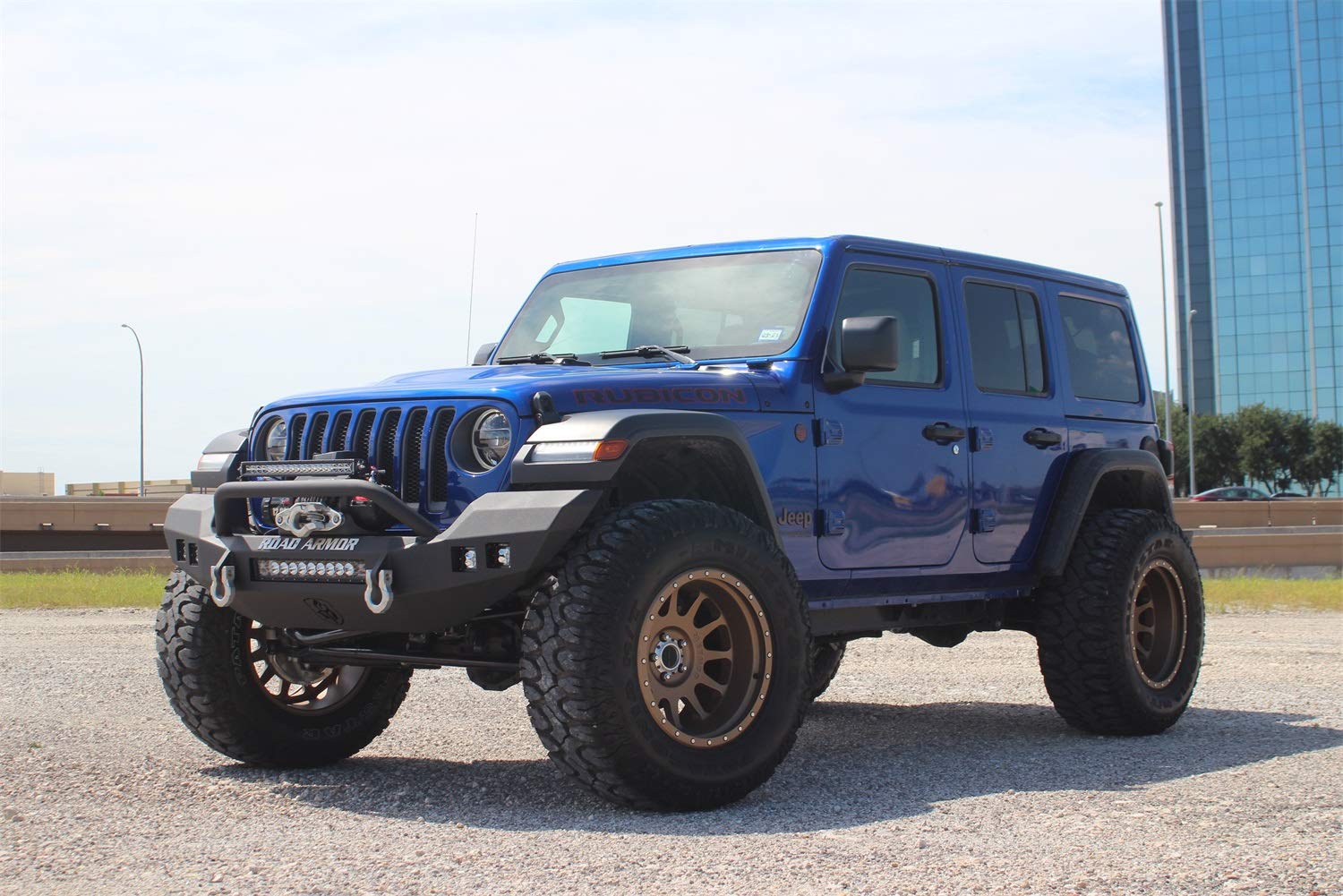 Stealth Road Armor 5183F3B Front Full Width Winch Bumper Sheet Metal Pre-Runner Guard | Rubicon Only - Texture Black - Compatible with: 2018-2025 Jeep JL JLU JT