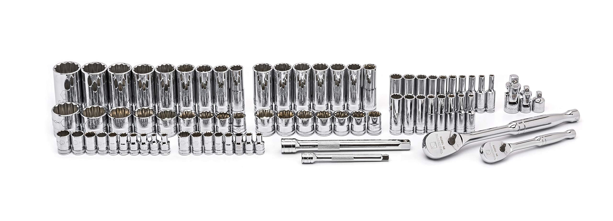 1/4" & 3/8" Drive GEARWRENCH 76 Pc. Standard & Deep Mechanics Tool Set, SAE/Metric - 80948