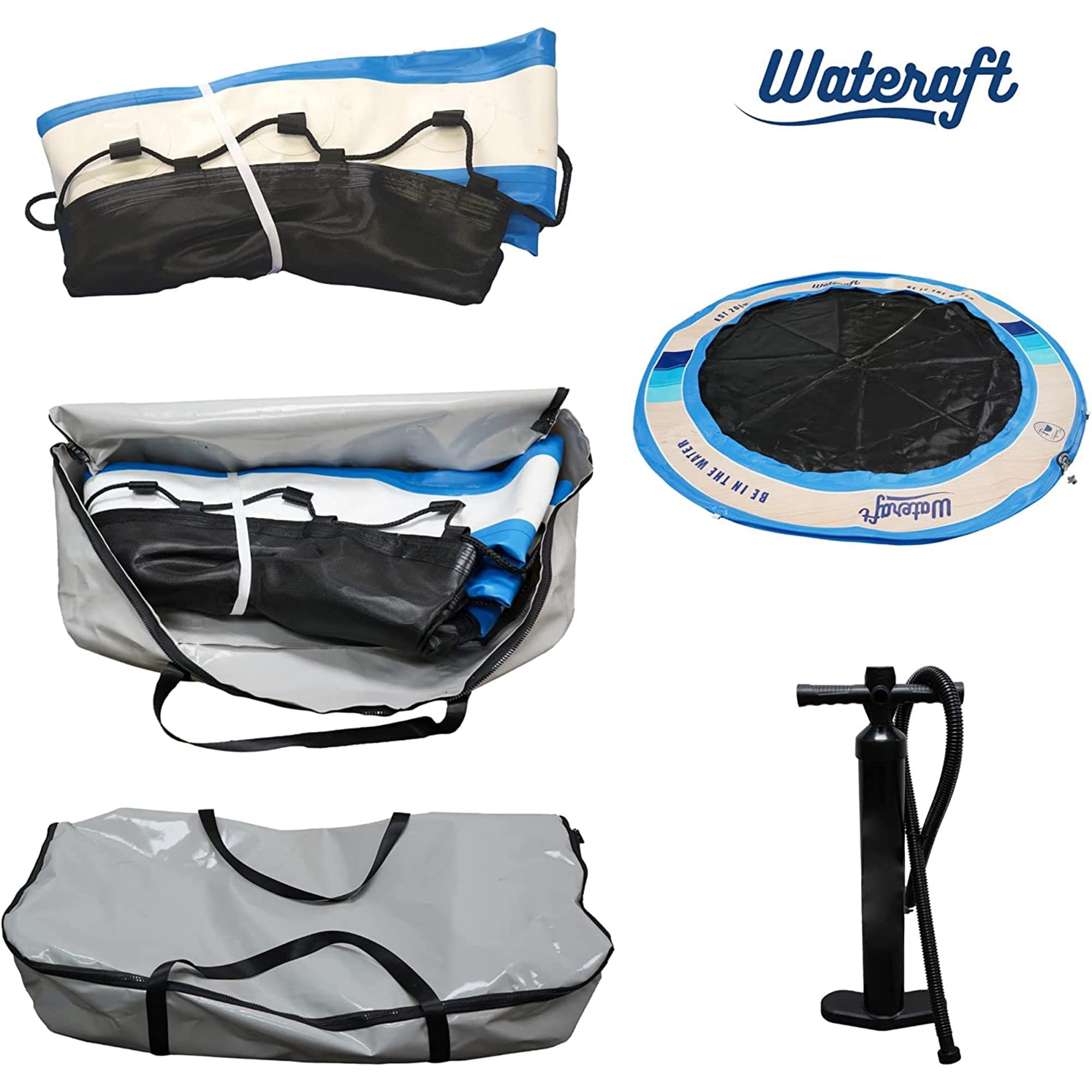 8' Wateraft Inflatable Floating Raft, Round Mesh Ring Float for Lake & Pool, Multicolor