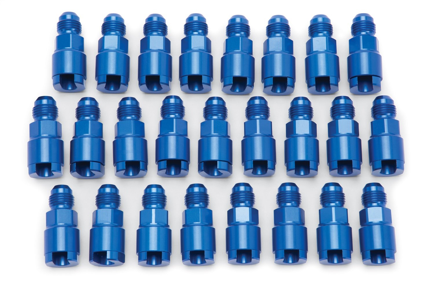 Edelbrock 644118 Adapter EFI Fitting -6 An Male To 5/16" Sae Quick DiSConnect SCrew Type Blue Anodized Finish Bulk Pkg Of 25