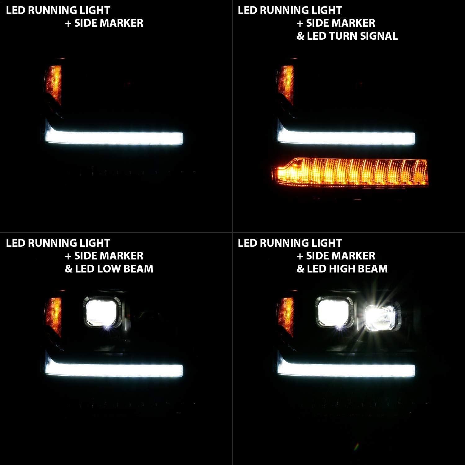 LED Projector ANZO USA Headlights w/ Plank Style Black w/ Amber (111420)