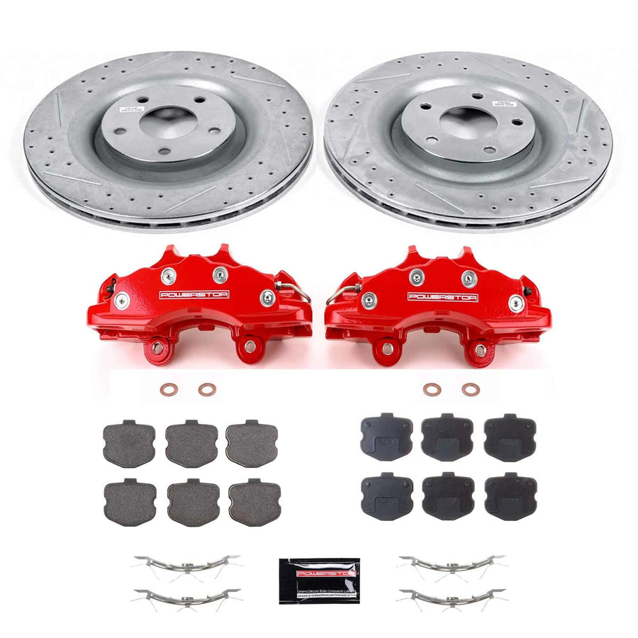 Power Stop Z23 KC1444 Daily Driver Front Caliper Kit-Drilled/Slotted Brake Rotors & Carbon-Fiber Ceramic Brake Pads For Chevrolet Corvette 2006-2013 [Model Specific]