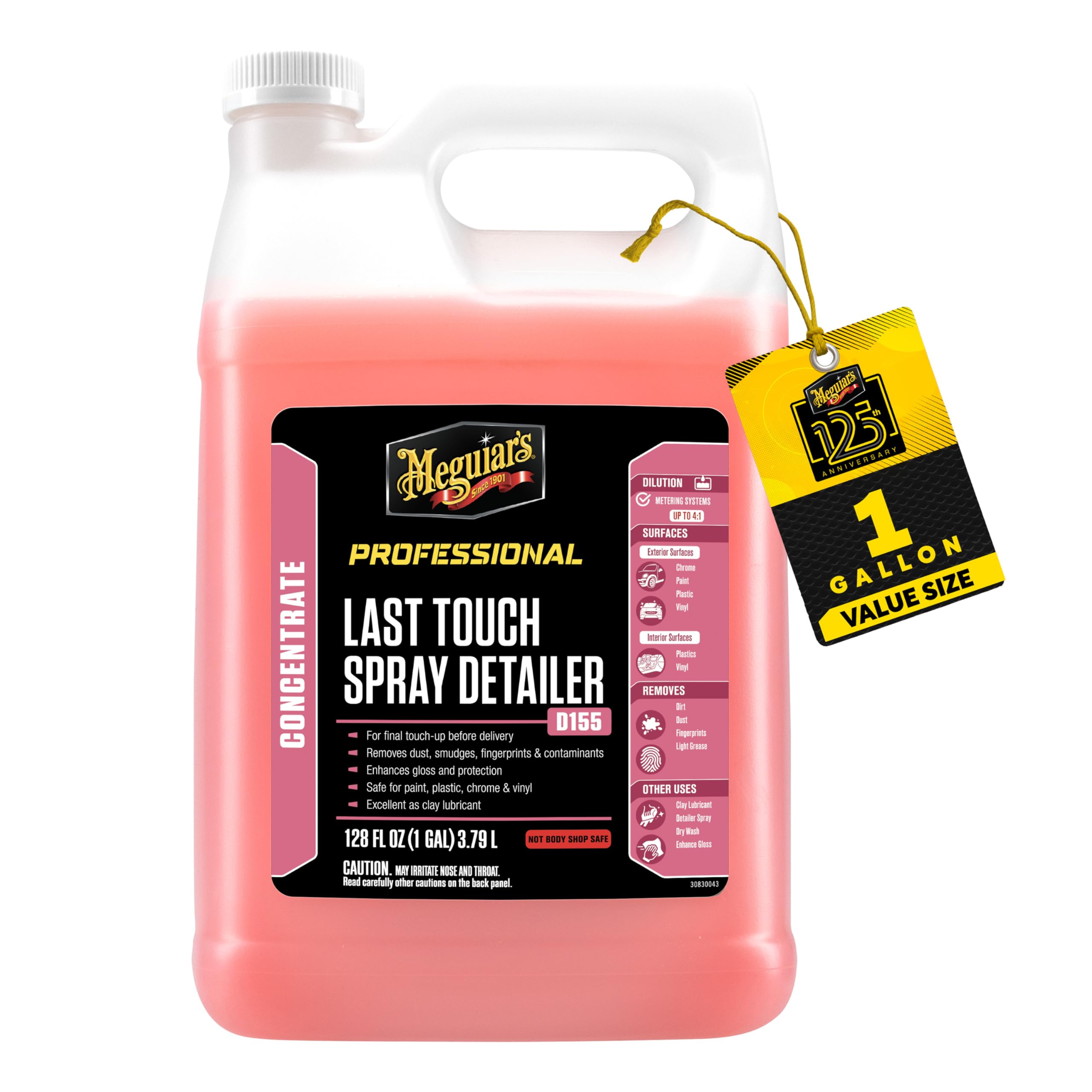 Meguiar's D15501 Last Touch Spray Detailer, Great for Use as Lubricant Clay, creates a Showroom Shine, Removes Dust, Smudges, Fingerprints and More, Versatile Use and Enhances Protection, 1 Gallon