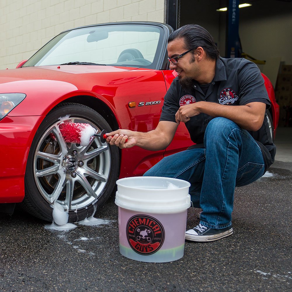 Chemical Guys Detailing Brush Red Rocket - Flexible Long-Reach Wheel and Rim Cleaning Tool for Cars, Trucks, SUVs, Motorcycles, and RVs - Safely Cleans Tight Spaces, Spokes, and Crevices