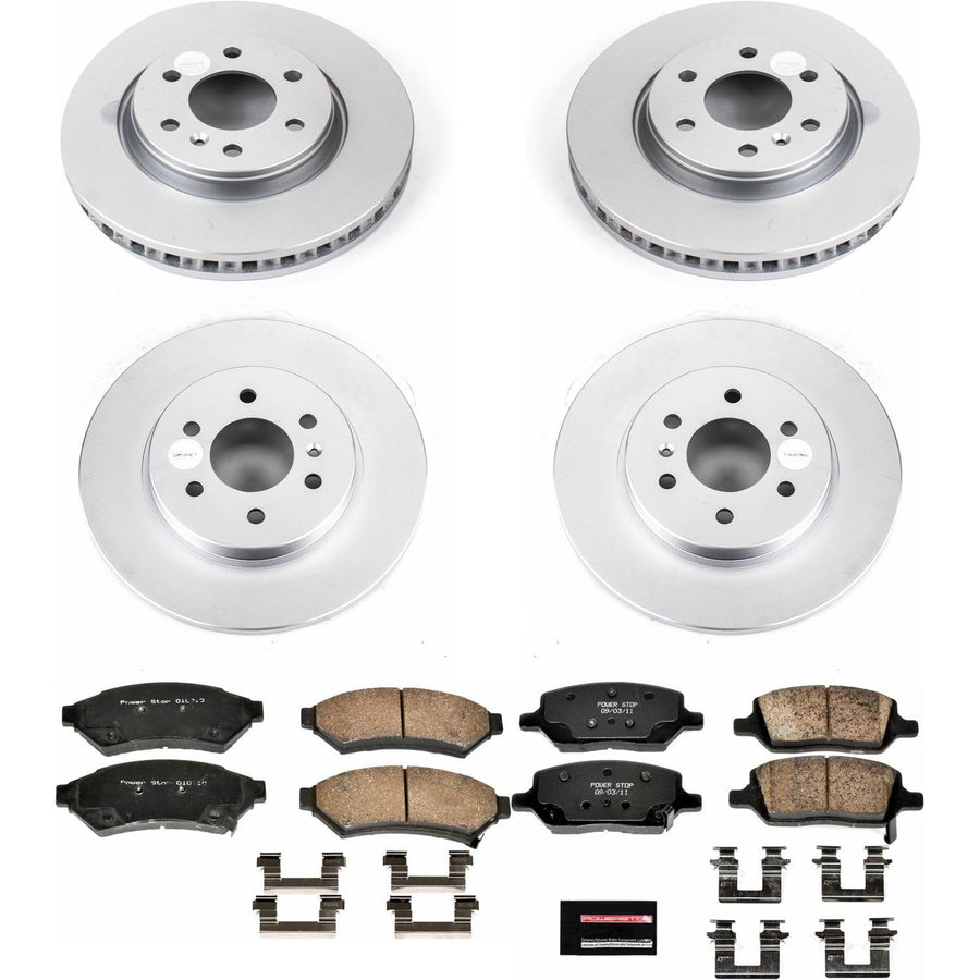 Power Stop Coated Brake Rotor & Ceramic Brake Pads CRK4048- front & rear