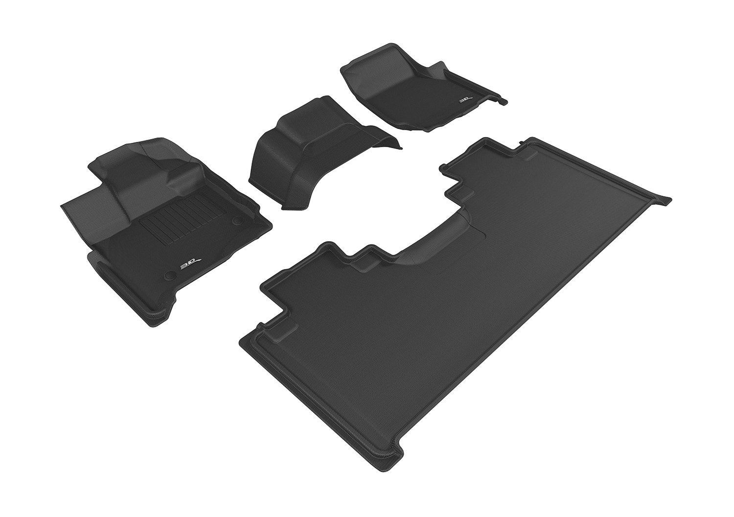 3D MAXpider All-Weather Floor Mats for SuperCab Ford F-150 2015-2021 Custom Fit Car Floor Liners, Kagu Series (1st & 2nd Row, Black)