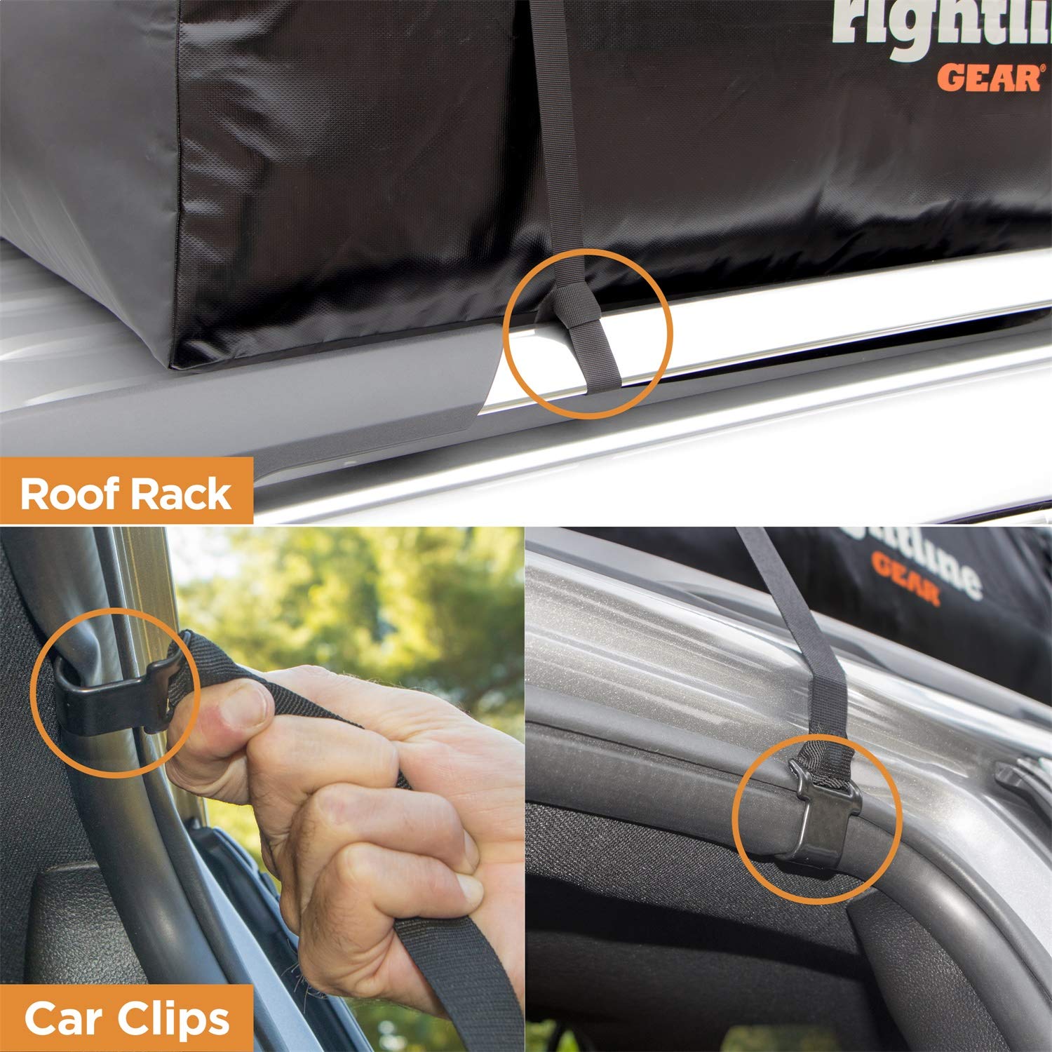 Sport 3 Rightline Gear Waterproof Rooftop Cargo Carrier for Top of Vehicle, Attaches With or Without Roof Rack, 18 Cubic Feet, Black