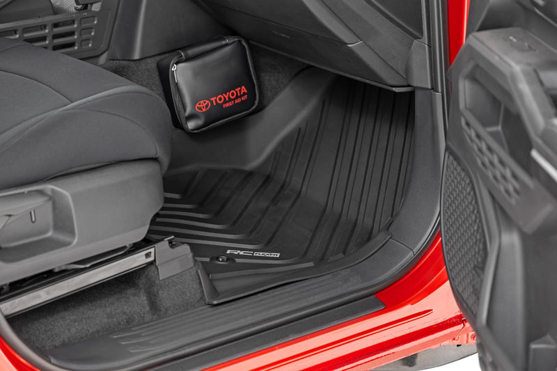 Flex-Fit Rough Country Front Floor Mats for Toyota Tacoma (2024-2026) Double Cab - Custom All-Weather Non-Slip TPE Liners w/Spill Saver Lip