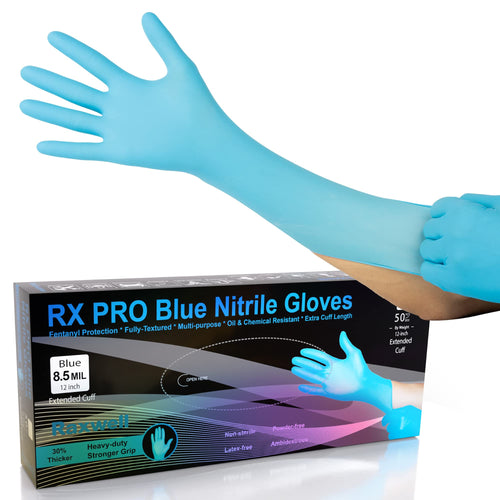 Blue Raxwell Dishwashing Gloves - Small, 50 Count - Waterproof Nitrile Rubber Kitchen Gloves for Washing Dishes & Household Cleaning