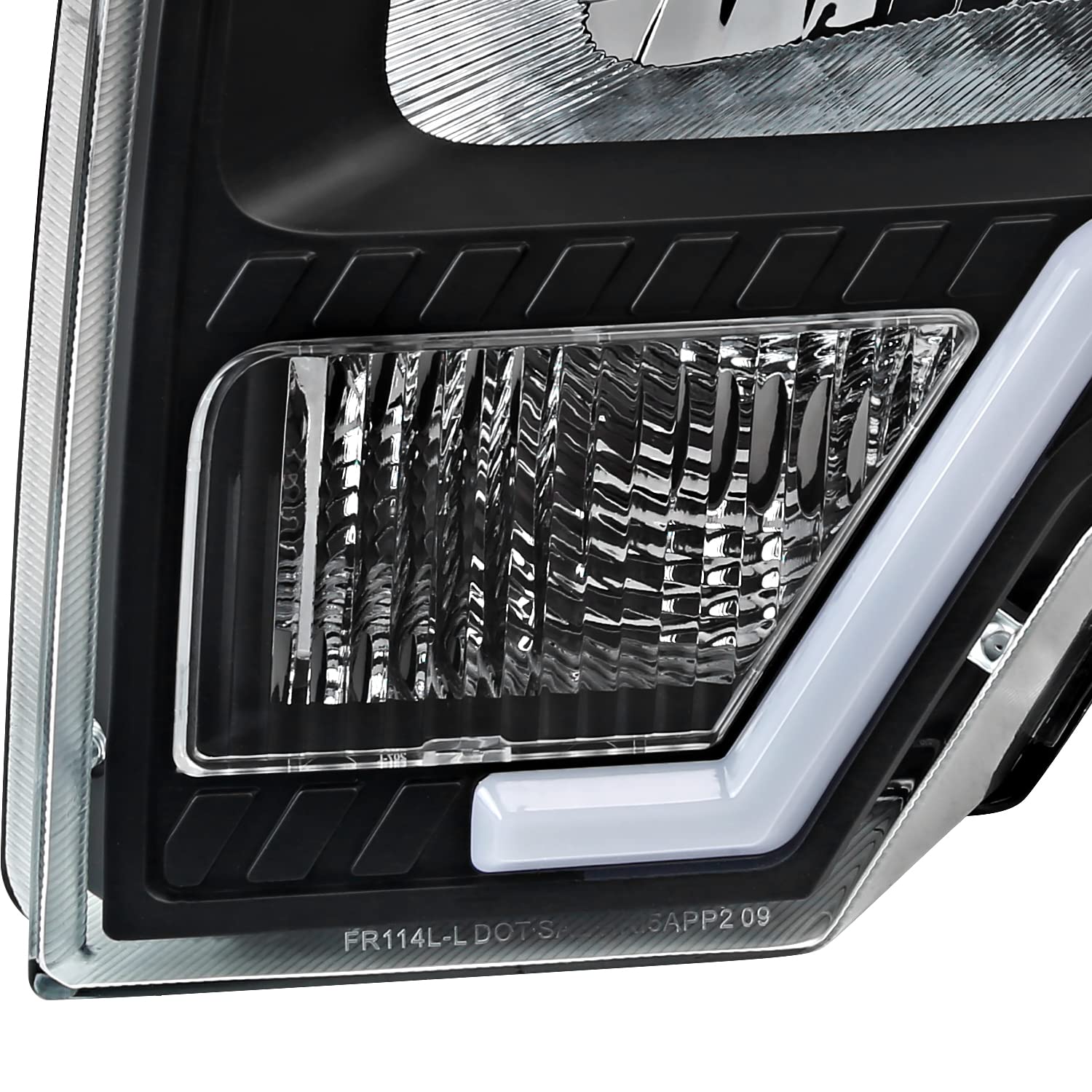 Black LED Tube Headlights SPEC-D TUNING Compatible with 2009-2014 Ford F150 F-150, Left + Right Pair Headlamps Assembly