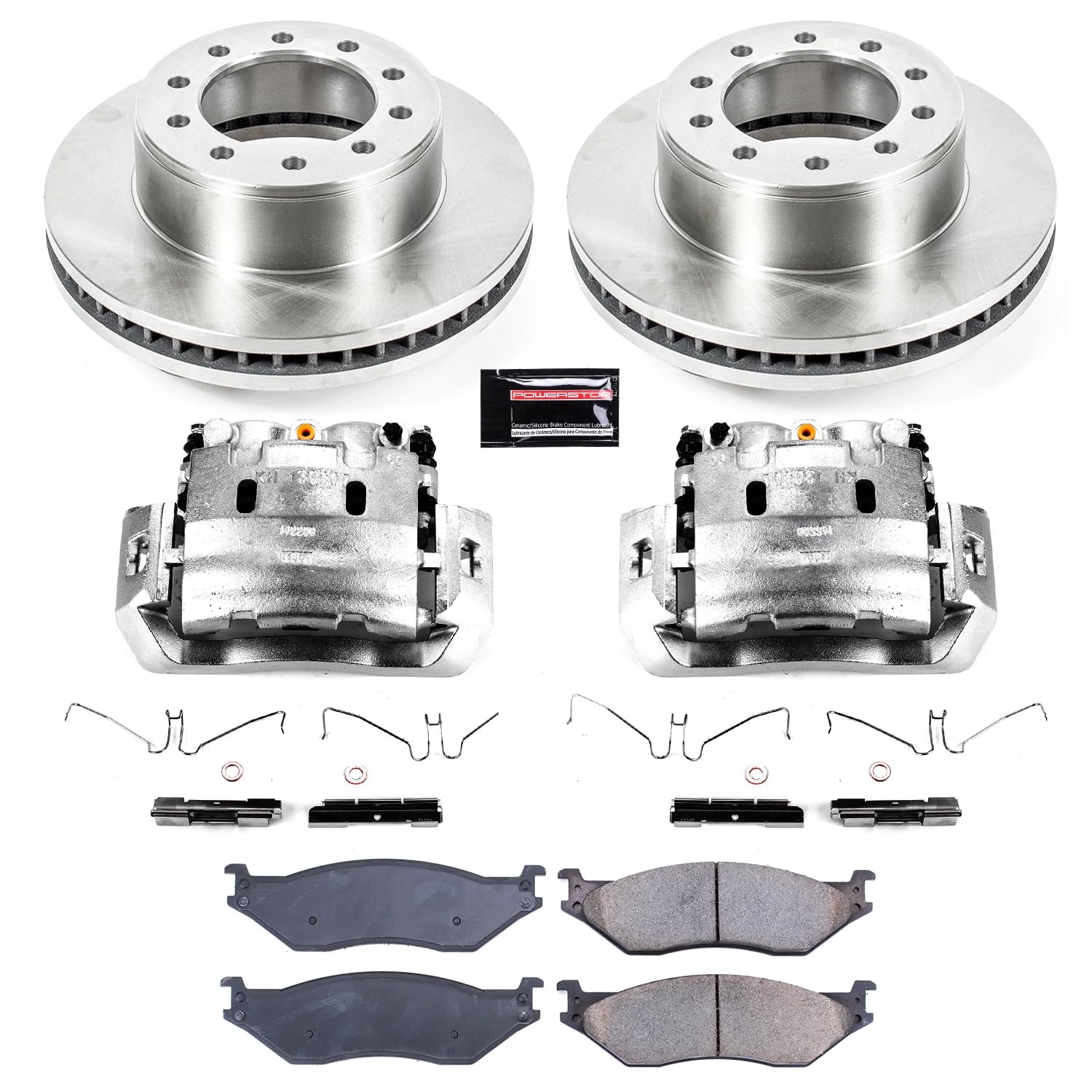 Power Stop KCOE5965 Brake Kit Stock Replacement with OE Calipers- Front & Rear For Ford F-450 Super Duty 2005-2016, Ford F-550 Super Duty 2005-2016 [Model Specific]