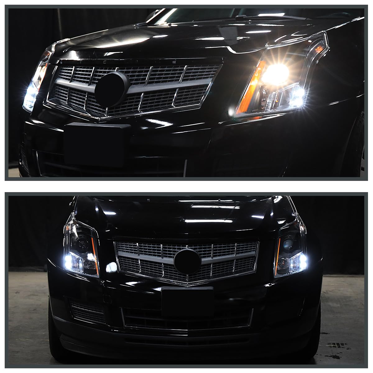 Black Projector Headlights SPEC-D TUNING Compatible with 2010-2016 Cadillac SRX, Left + Right Head Lamps Assembly