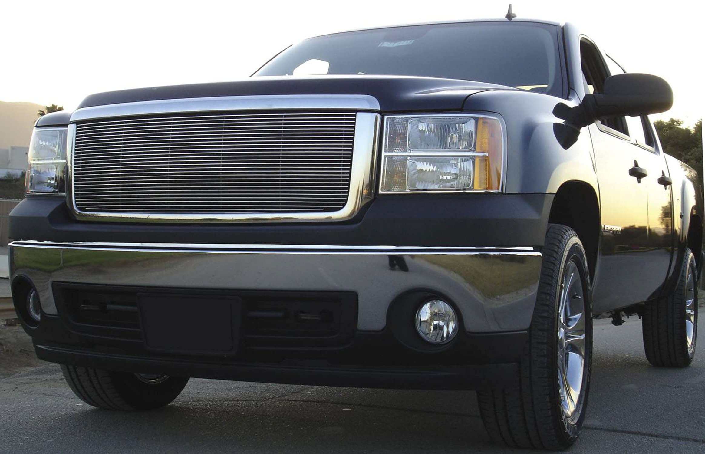 Horizontal T-Rex 20205 Aluminum Polished Finish Billet Grille Insert and Overlay for GMC Sierra 1500